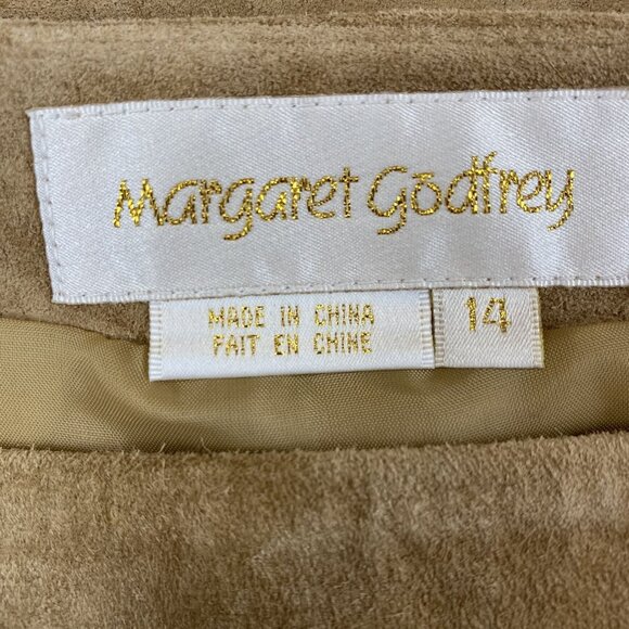 VTG Womens 14 Tan Margaret Godfrey Suede Western Boho Skirt Embroidered Hem NWT - Picture 3 of 11